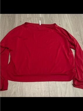 Fabletics Red Boatneck Long Sleeve Top